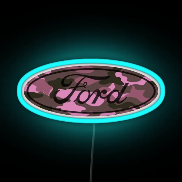 Ford Pink Camo RGB Neon Sign