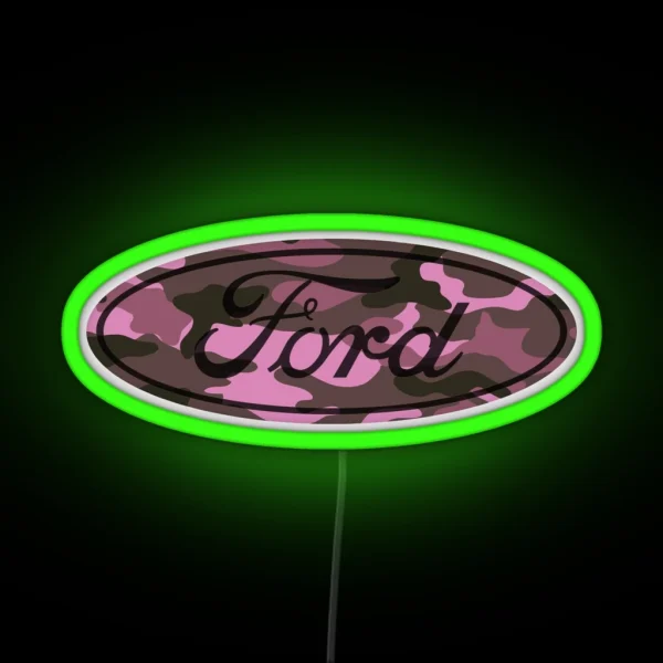 Ford Pink Camo RGB Neon Sign