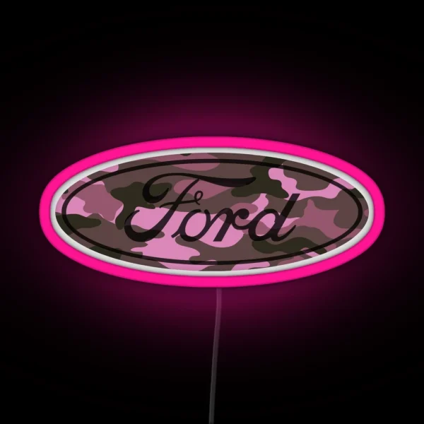 Ford Pink Camo RGB Neon Sign