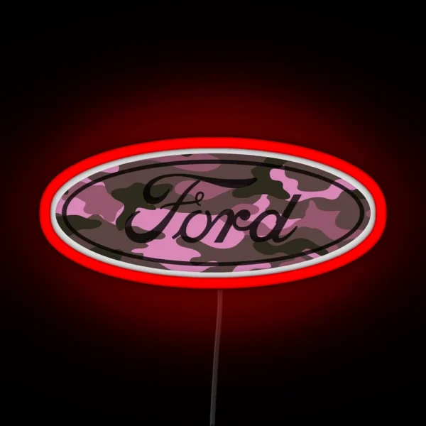 Ford Pink Camo RGB Neon Sign