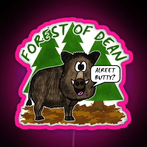 Forest Of Dean Wild Boar Funny Gloucestershire RGB Neon Sign