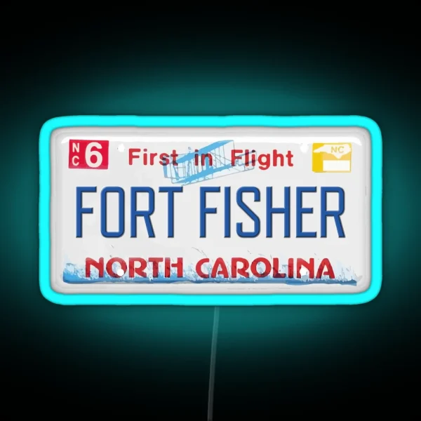 Fort Fisher NC License Plate RGB Neon Sign