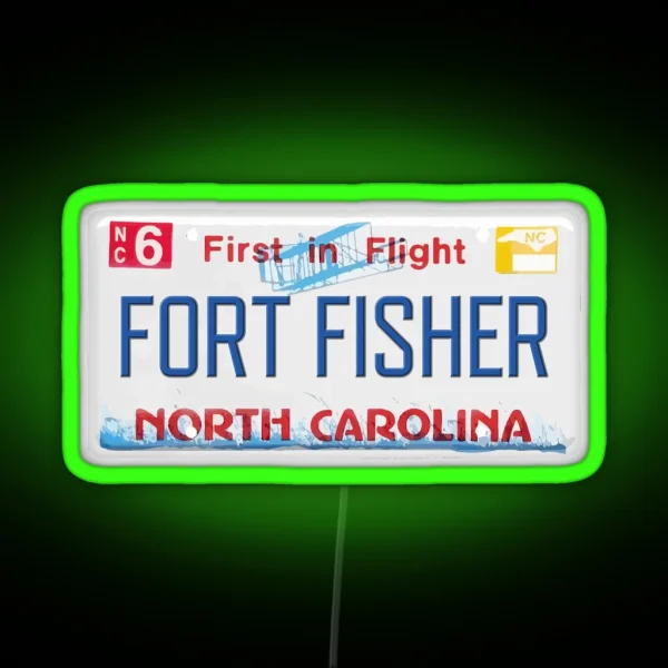 Fort Fisher NC License Plate RGB Neon Sign