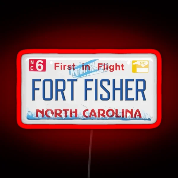 Fort Fisher NC License Plate RGB Neon Sign