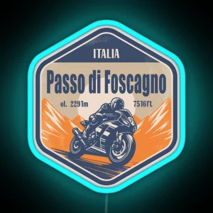 Foscagno Pass Italy Motorcycling Mountain Design RGB Neon Sign