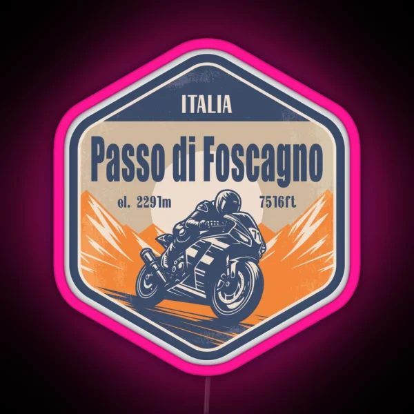 Foscagno Pass Italy Motorcycling Mountain Design RGB Neon Sign
