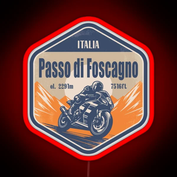 Foscagno Pass Italy Motorcycling Mountain Design RGB Neon Sign