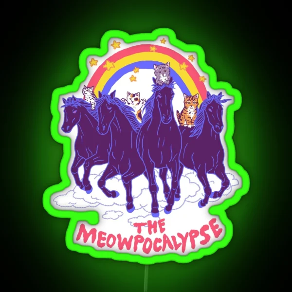 Four Horsemittens Of The Meowpocalypse RGB Neon Sign