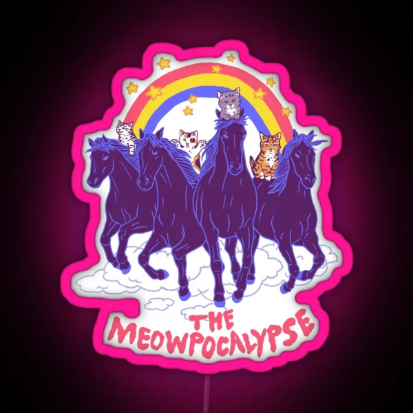 Four Horsemittens Of The Meowpocalypse RGB Neon Sign