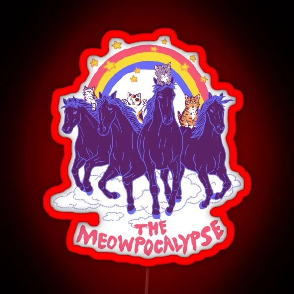 Four Horsemittens Of The Meowpocalypse RGB Neon Sign