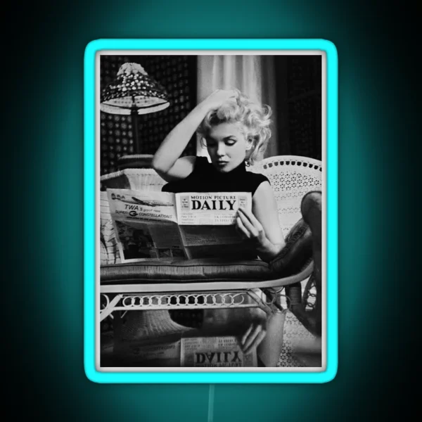 Framed Marilyn Monroe Reading Newspaper RGB Neon Sign