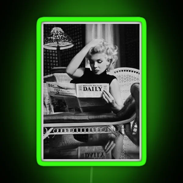 Framed Marilyn Monroe Reading Newspaper RGB Neon Sign