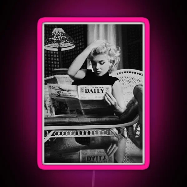 Framed Marilyn Monroe Reading Newspaper RGB Neon Sign