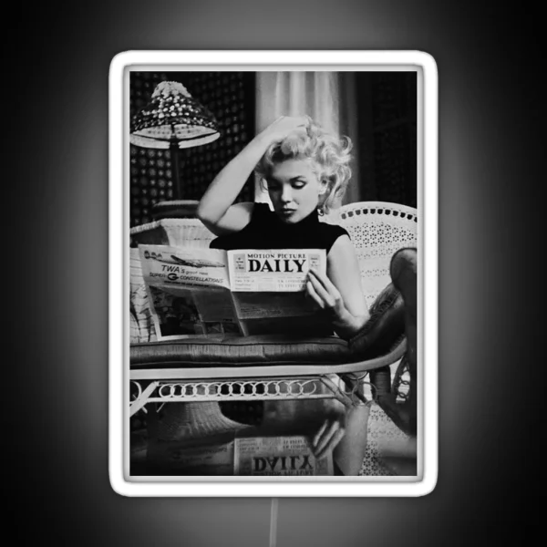 Framed Marilyn Monroe Reading Newspaper RGB Neon Sign