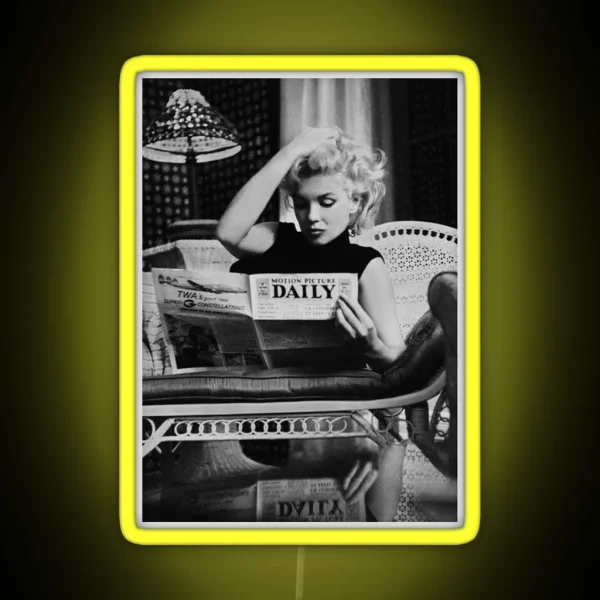 Framed Marilyn Monroe Reading Newspaper RGB Neon Sign