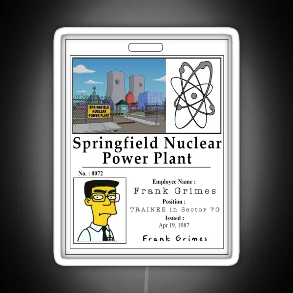 Frank Grimes Simpsons Employee Badge Led RGB Neon Sign
