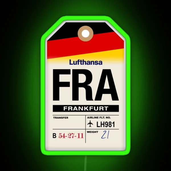 Frankfurt FRA Germany Airline Luggage Tag RGB Neon Sign