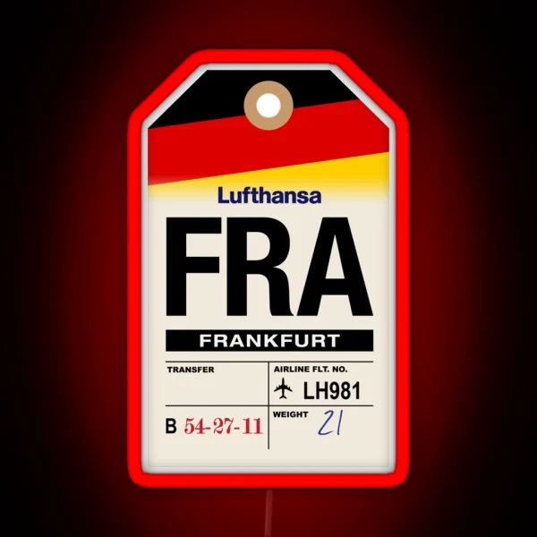 Frankfurt FRA Germany Airline Luggage Tag RGB Neon Sign
