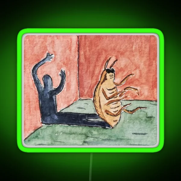 Franz Kafka Metamorphosis Watercolor Painting RGB Neon Sign