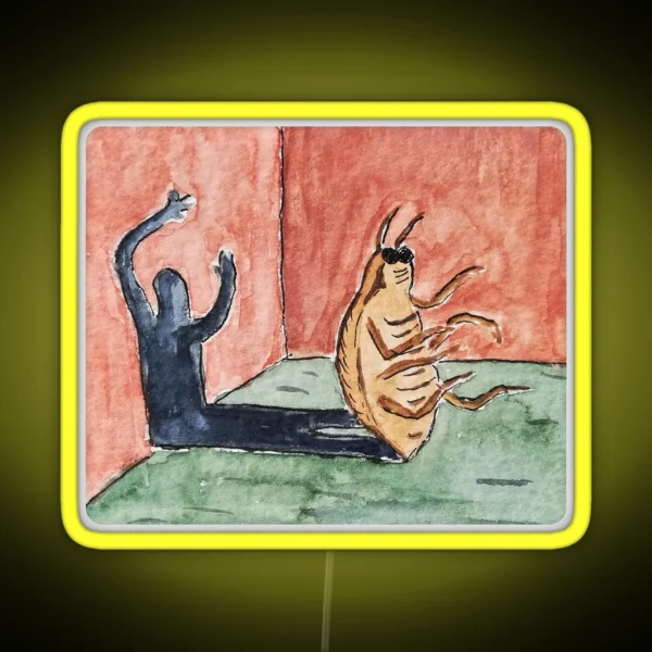 Franz Kafka Metamorphosis Watercolor Painting RGB Neon Sign
