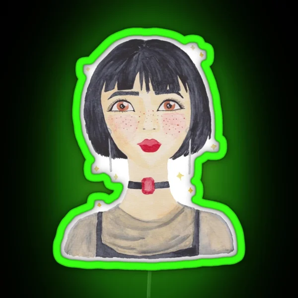 Freckled Girl With Choker RGB Neon Sign