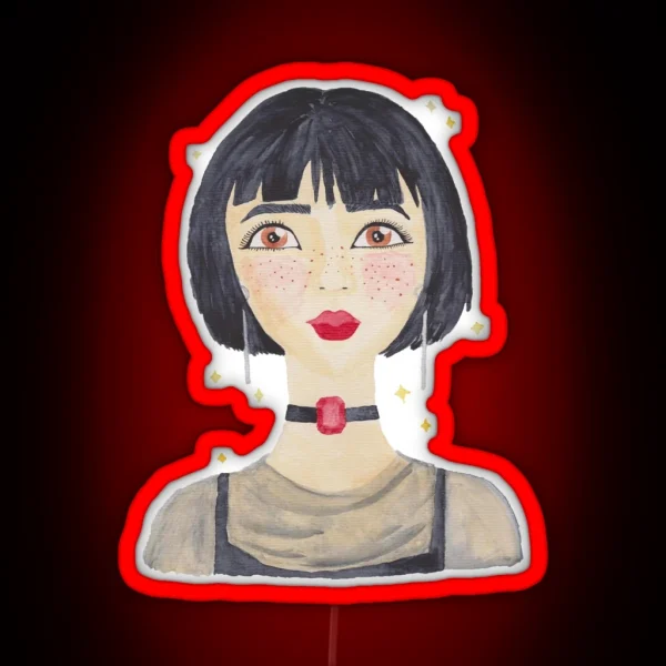 Freckled Girl With Choker RGB Neon Sign