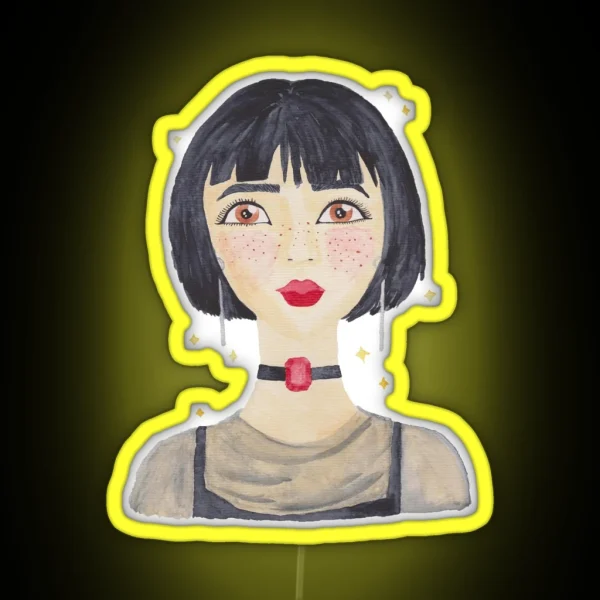 Freckled Girl With Choker RGB Neon Sign