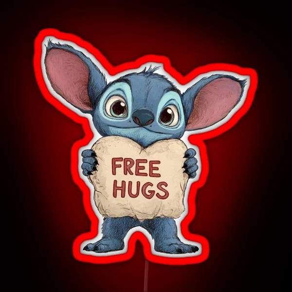 Free Hugs Stitch RGB Neon Sign