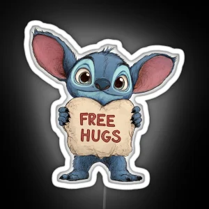 Free Hugs Stitch RGB Neon Sign