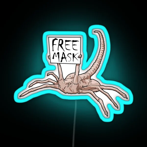 Free Mask Facehugger RGB Neon Sign