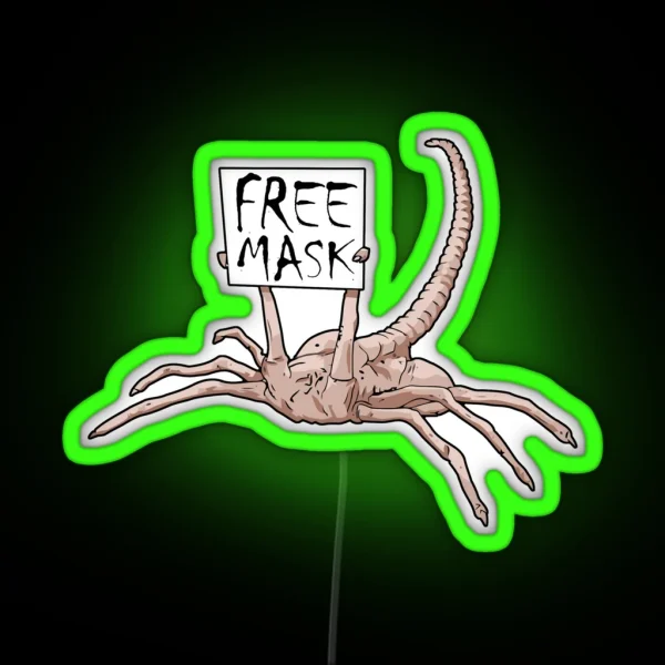 Free Mask Facehugger RGB Neon Sign