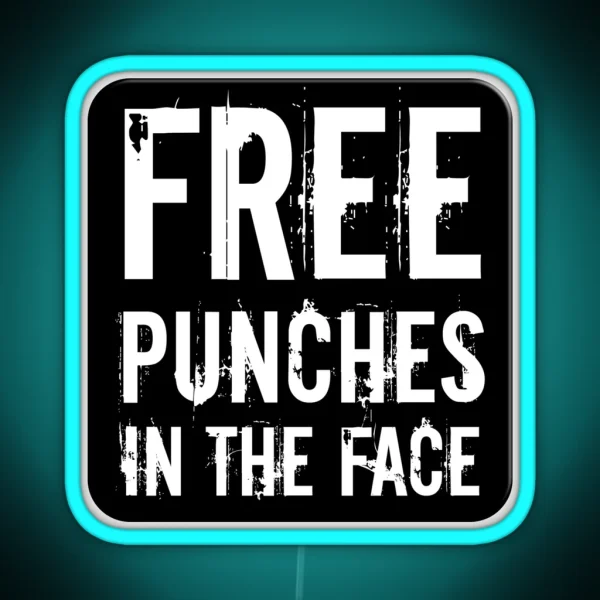 Free Punches In The Face Funny Motorcycle Or Cool Helmet Led And Bikers Gifts RGB Neon Sign