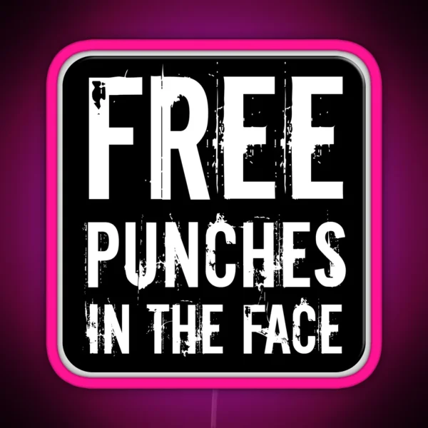 Free Punches In The Face Funny Motorcycle Or Cool Helmet Led And Bikers Gifts RGB Neon Sign