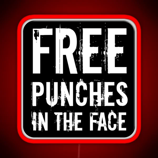 Free Punches In The Face Funny Motorcycle Or Cool Helmet Led And Bikers Gifts RGB Neon Sign