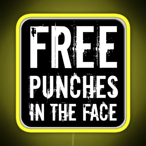 Free Punches In The Face Funny Motorcycle Or Cool Helmet Led And Bikers Gifts RGB Neon Sign