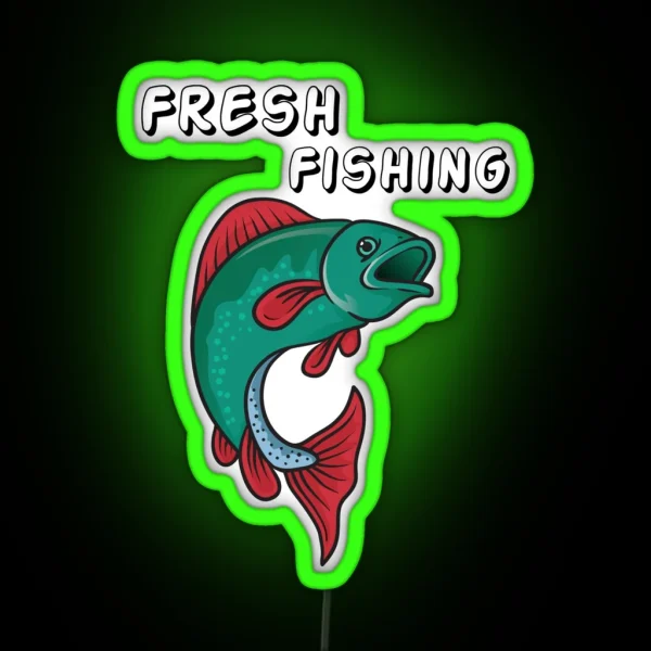 Fresh Fishing Outdoor Adventure Text Art RGB Neon Sign