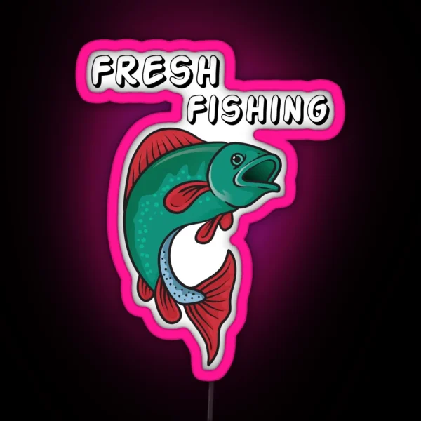 Fresh Fishing Outdoor Adventure Text Art RGB Neon Sign