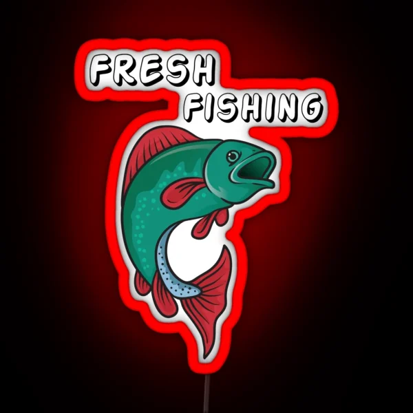 Fresh Fishing Outdoor Adventure Text Art RGB Neon Sign