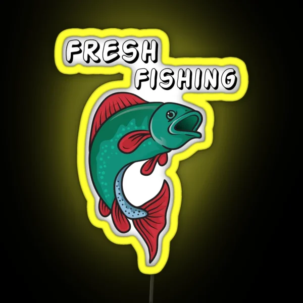 Fresh Fishing Outdoor Adventure Text Art RGB Neon Sign