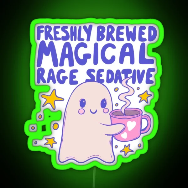 Freshly Brewed Magical Rage Sedative Ghost RGB Neon Sign