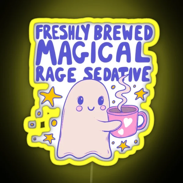 Freshly Brewed Magical Rage Sedative Ghost RGB Neon Sign