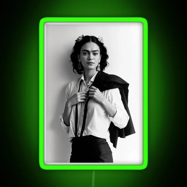 Frida Kahlo Wearing White Led RGB Neon Sign