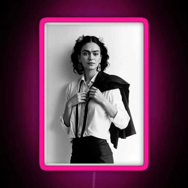 Frida Kahlo Wearing White Led RGB Neon Sign