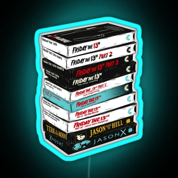 Friday The 13th VHS Stack RGB Neon Sign