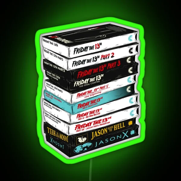 Friday The 13th VHS Stack RGB Neon Sign