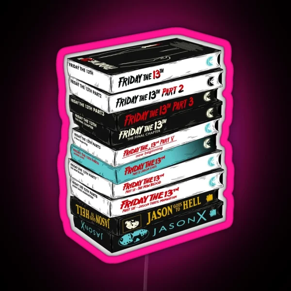 Friday The 13th VHS Stack RGB Neon Sign