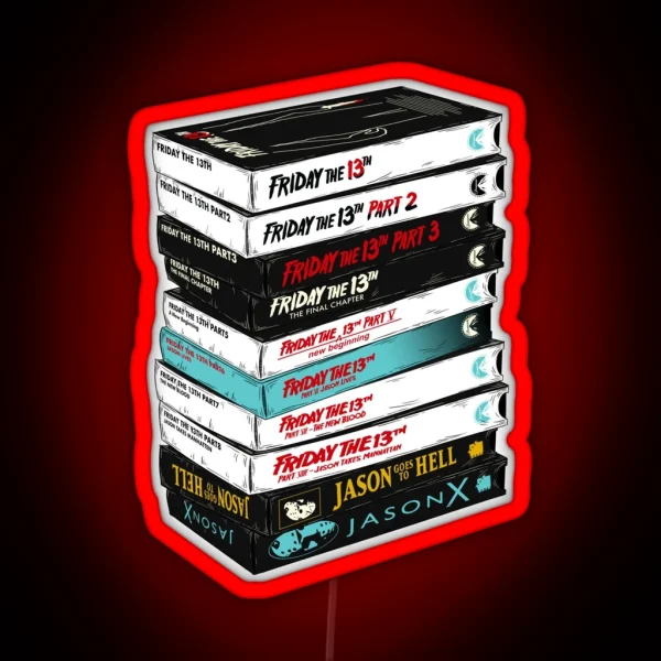 Friday The 13th VHS Stack RGB Neon Sign