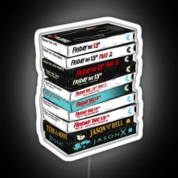 Friday The 13th VHS Stack RGB Neon Sign
