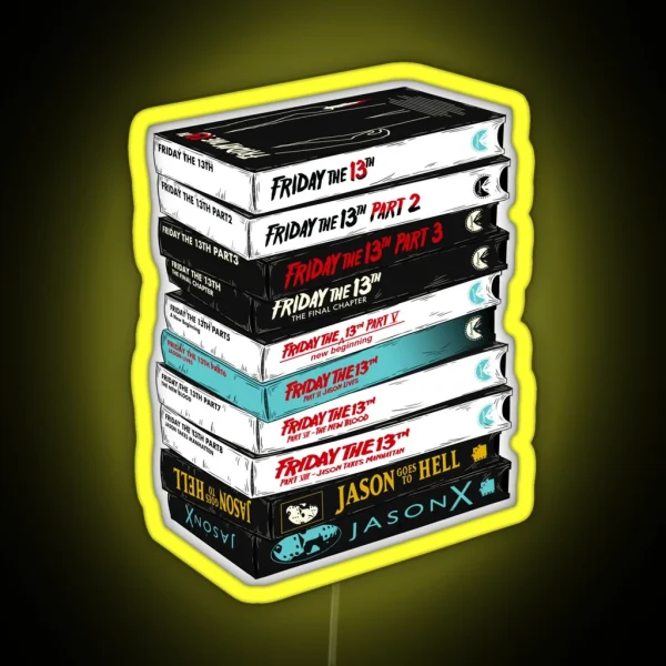Friday The 13th VHS Stack RGB Neon Sign