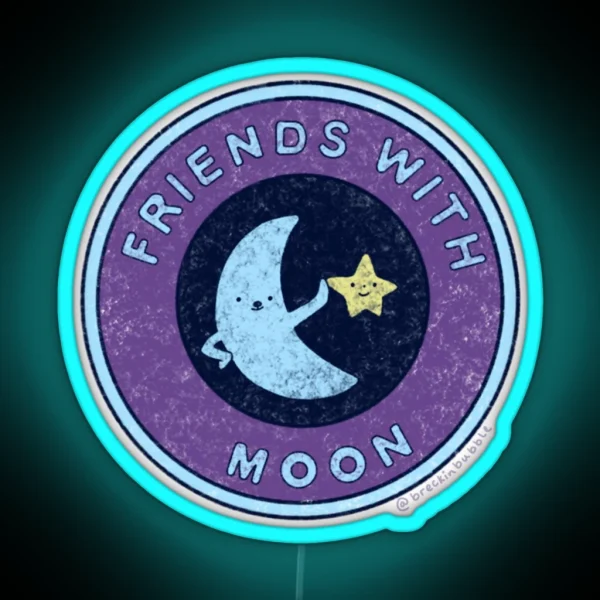 Friends With Moon Badge RGB Neon Sign